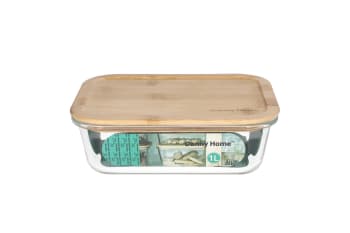 Borosilicate Food Container With Bamboo Lid 20cm