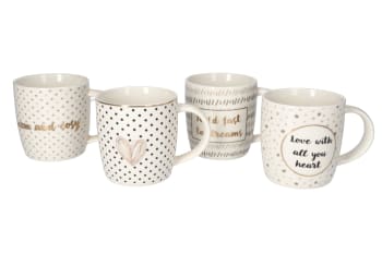 Porcelain Printed Mugs 4pcs 360ml