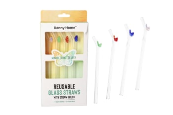 4Pcs Reusable Glass Heat Resistant Straws 20cm