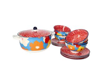 Bohemian Design Casserole, Plate &amp; Bowls 14pcs