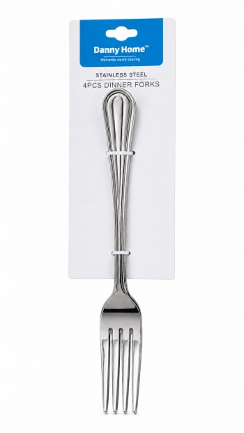 Silver Stainless Steel Dinner Fork 4Pcs - default