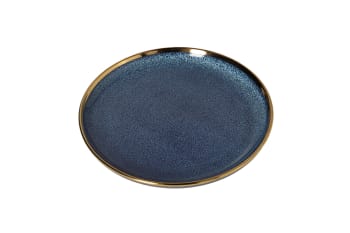 Indigo &amp; Gold Rimmed Dinner Plate 10inch