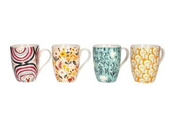  Ceramic Artistic Mugs 4pcs 360ml