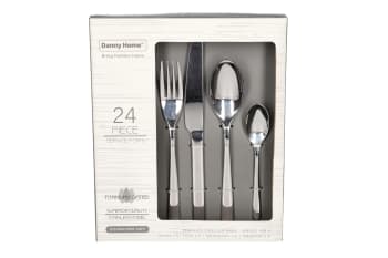 24 Piece Silver Stainless Steel Cutlery Set - default