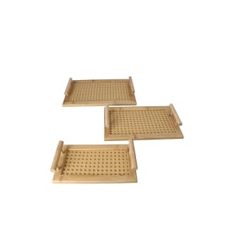 Bamboo Serving Tray Set 3Pcs - default