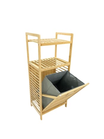  1 Tier Bamboo Storage Rack &amp; Basket 40cm