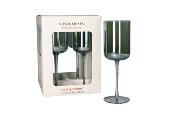 Green Crystal 4 Pcs Wine Glasses 22cm