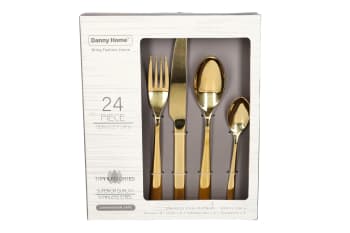 24 Piece Gold Stainless Steel Cutlery Set