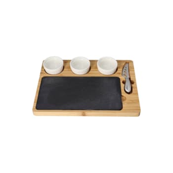 Bamboo Cheese Board & Bowls Set 6pcs