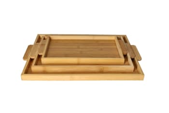 Rectangle Bamboo Serving Tray with Handles-3 Sizes - default