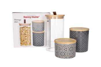 Glass &amp; Ceramic Canister Set 3pcs