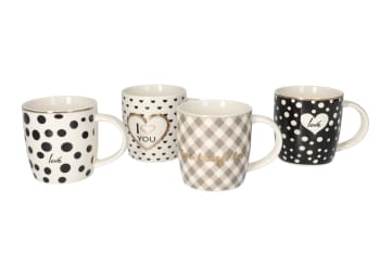 Porcelain Printed Mugs 4pcs 360ml