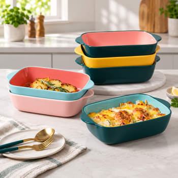 Rectangular Ceramic Casserole 6pcs 21.cm