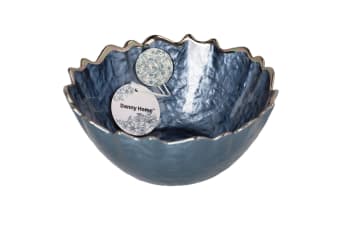 Blue &amp; Silver Rimmed Bowl 19cm