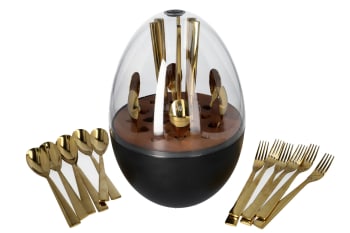 Gold Egg Shaped 24pcs Cutlery Set  - default