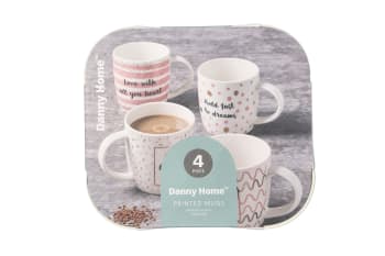 Porcelain Printed Mugs 4pcs 360ml