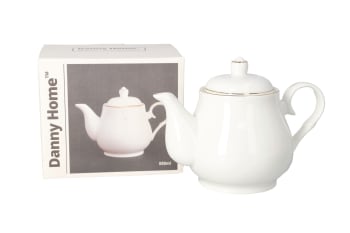 White Gold Rim Teapot 550ml