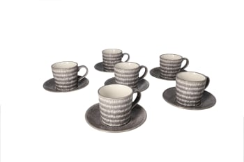 12Pcs Glazed Cup And Saucer Set 200ml