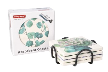 Absorbent Coasters with Rack 9.9cm 4pcs - default