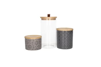 Glass &amp; Ceramic Canister Set 3pcs