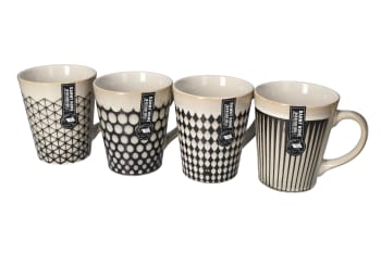  Geometric Tea Mugs Set 4pcs 12.5cm - default