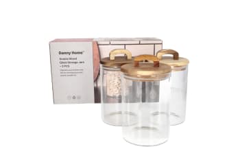 Glass Spice Jar With Wood Lid 3pcs 800ml  - default