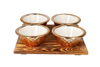 Bamboo Tray &amp; Pastry Bowls 5pcs - default