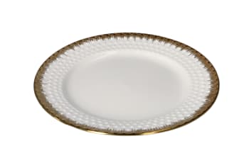 Round White &amp; Gold Dinner Plate 16.7cm
