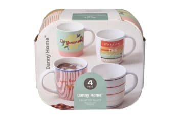 Porcelain Printed Mug Set 4pcs 360ml