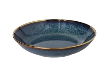 Indigo &amp; Gold Rimmed Deep Plate 8inch