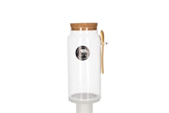 Glass Jar With A Cork Lid &amp; Tea Spoon 1300ml 