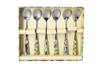 Stainless Steel &amp; Porcelain Dessert Spoon Set - default