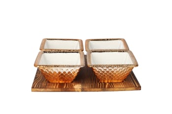 Bamboo Tray &amp; Pastry Bowls 5pcs  - default