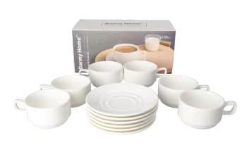 White Cup &amp; Saucer 12pcs 220ml  - default