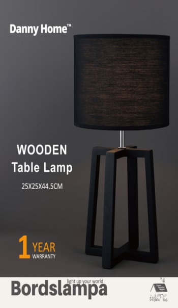 Black Wooden Table Lamp 44.5cm - default