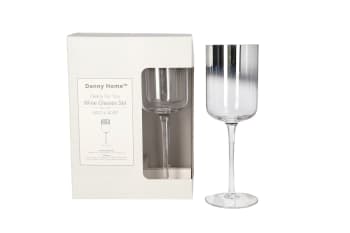 Clear &amp; Silver Wine Glasses 4Pcs