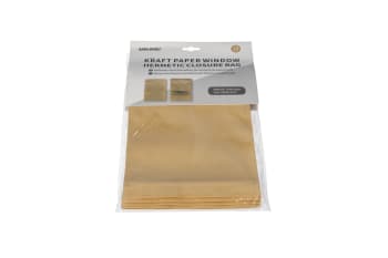 Kraft Paper Window Resealable Closure Bags 18x26cm 12pcs - default