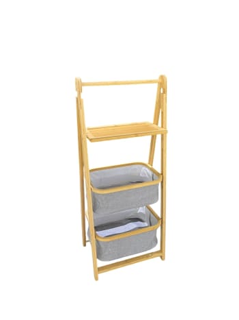  1 Tier Bamboo Storage Rack &amp; Baskets 44.5cm - default