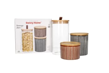 Glass &amp; Ceramic Canister Set 3pcs - default