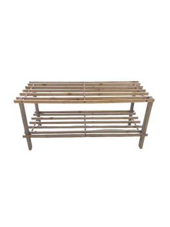 2 Tier Bamboo Shoe Rack 63cm