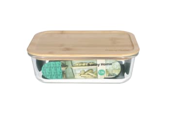 Borosilicate Food Container With Bamboo Lid 23cm - default