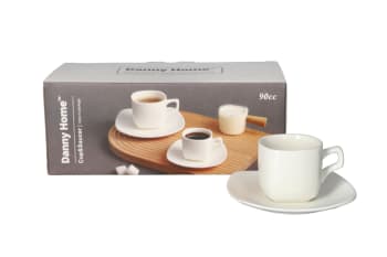  Espresso Cups with Saucers Set - 12Pcs 90ml
