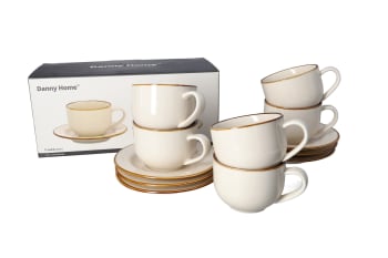 Porcelain Cup &amp; Saucer 12pcs 220ml - default