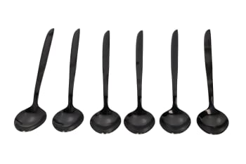 Black Dessert Spoon Set 6pcs 14.4cm  - default