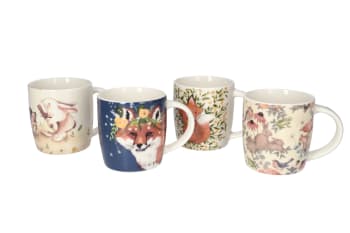 Porcelain Printed Mugs 4pcs 360ml