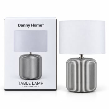 White &amp; Grey Porcelain Table Lamp 37.5cm - default