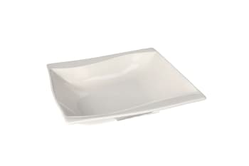 White Square Ceramic Pasta Deep Plate 20cm 545g 8.5 Inch