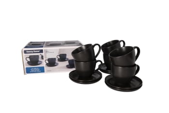 12Pcs Black Cup &amp; Saucer set 300ml - default