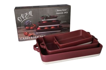 Rectangular Ceramic Casserole Set 3pcs - default