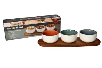 Acacia Wood Board With Sauce Bowls